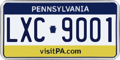 PA license plate LXC9001