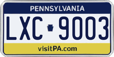 PA license plate LXC9003