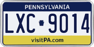 PA license plate LXC9014