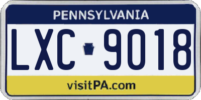 PA license plate LXC9018