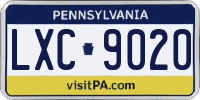 PA license plate LXC9020