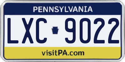 PA license plate LXC9022