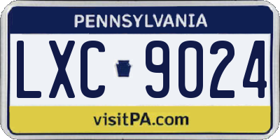 PA license plate LXC9024