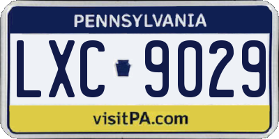 PA license plate LXC9029