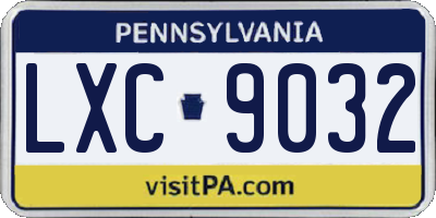 PA license plate LXC9032