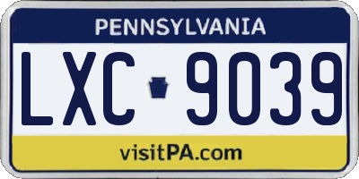 PA license plate LXC9039