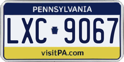 PA license plate LXC9067