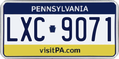PA license plate LXC9071