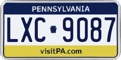 PA license plate LXC9087