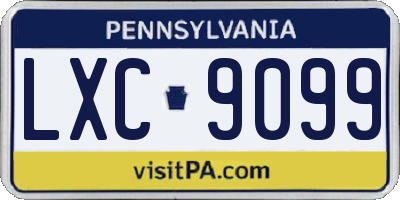 PA license plate LXC9099