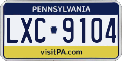 PA license plate LXC9104