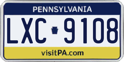 PA license plate LXC9108