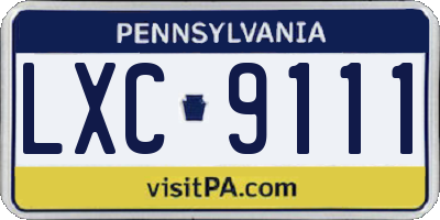 PA license plate LXC9111