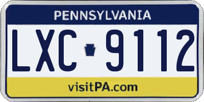 PA license plate LXC9112