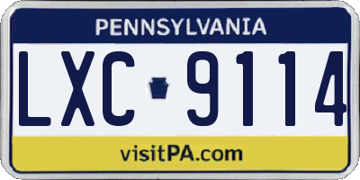 PA license plate LXC9114