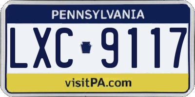 PA license plate LXC9117