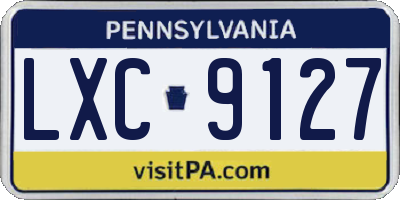 PA license plate LXC9127