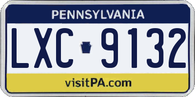 PA license plate LXC9132