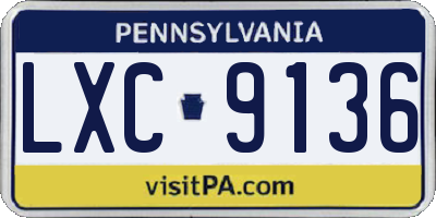 PA license plate LXC9136