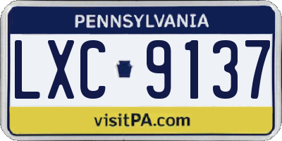 PA license plate LXC9137