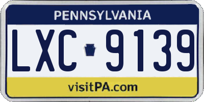 PA license plate LXC9139