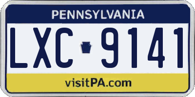 PA license plate LXC9141