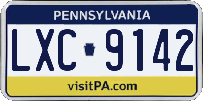 PA license plate LXC9142