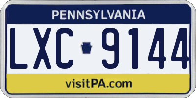 PA license plate LXC9144
