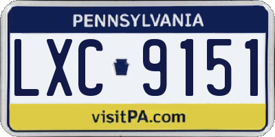 PA license plate LXC9151