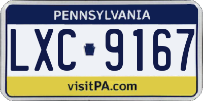 PA license plate LXC9167