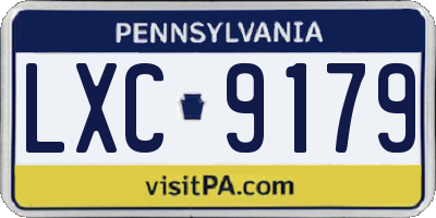 PA license plate LXC9179