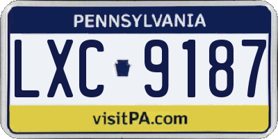 PA license plate LXC9187