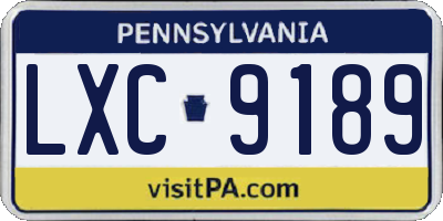 PA license plate LXC9189