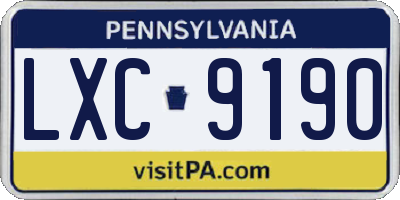 PA license plate LXC9190