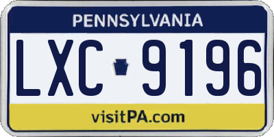 PA license plate LXC9196