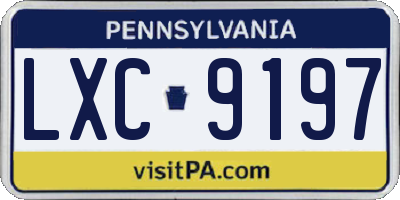 PA license plate LXC9197