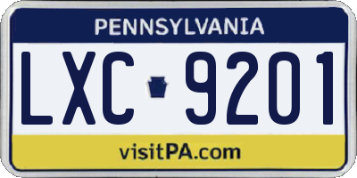 PA license plate LXC9201