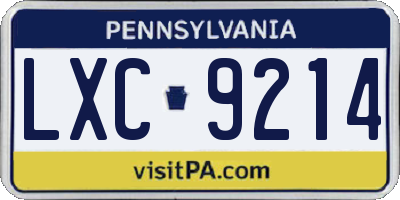 PA license plate LXC9214
