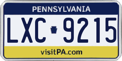 PA license plate LXC9215