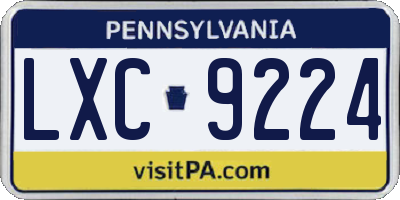 PA license plate LXC9224