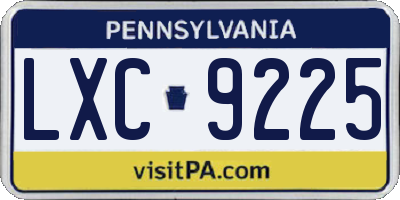 PA license plate LXC9225