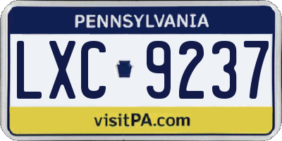 PA license plate LXC9237