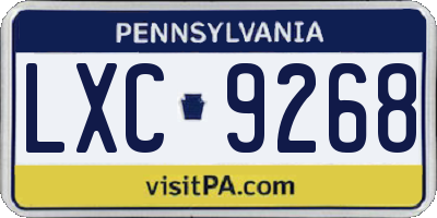 PA license plate LXC9268