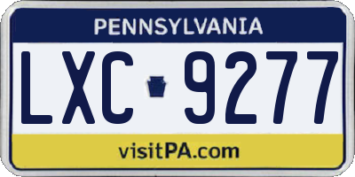 PA license plate LXC9277