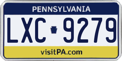PA license plate LXC9279