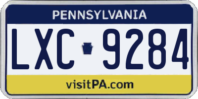 PA license plate LXC9284