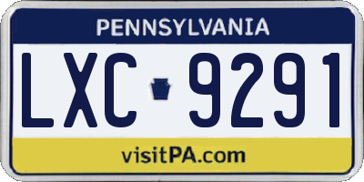 PA license plate LXC9291