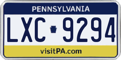 PA license plate LXC9294