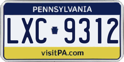 PA license plate LXC9312