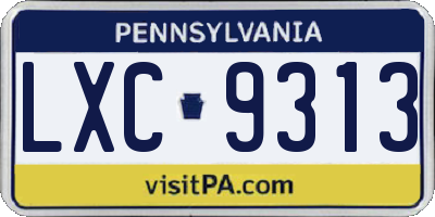 PA license plate LXC9313